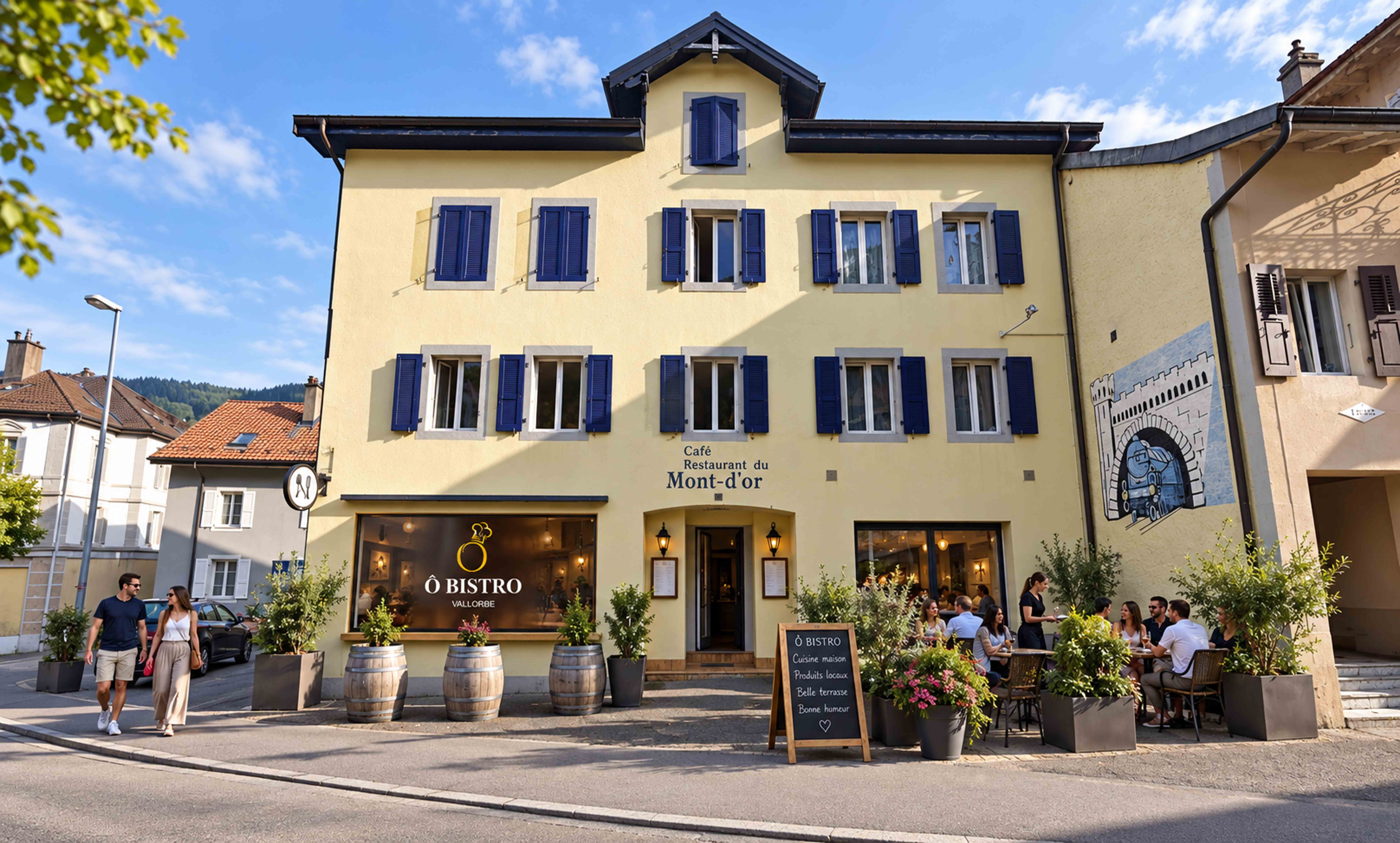 vue extérieur du restaurant Ô BISTRO Vallorbe à la rue de la Gare 11